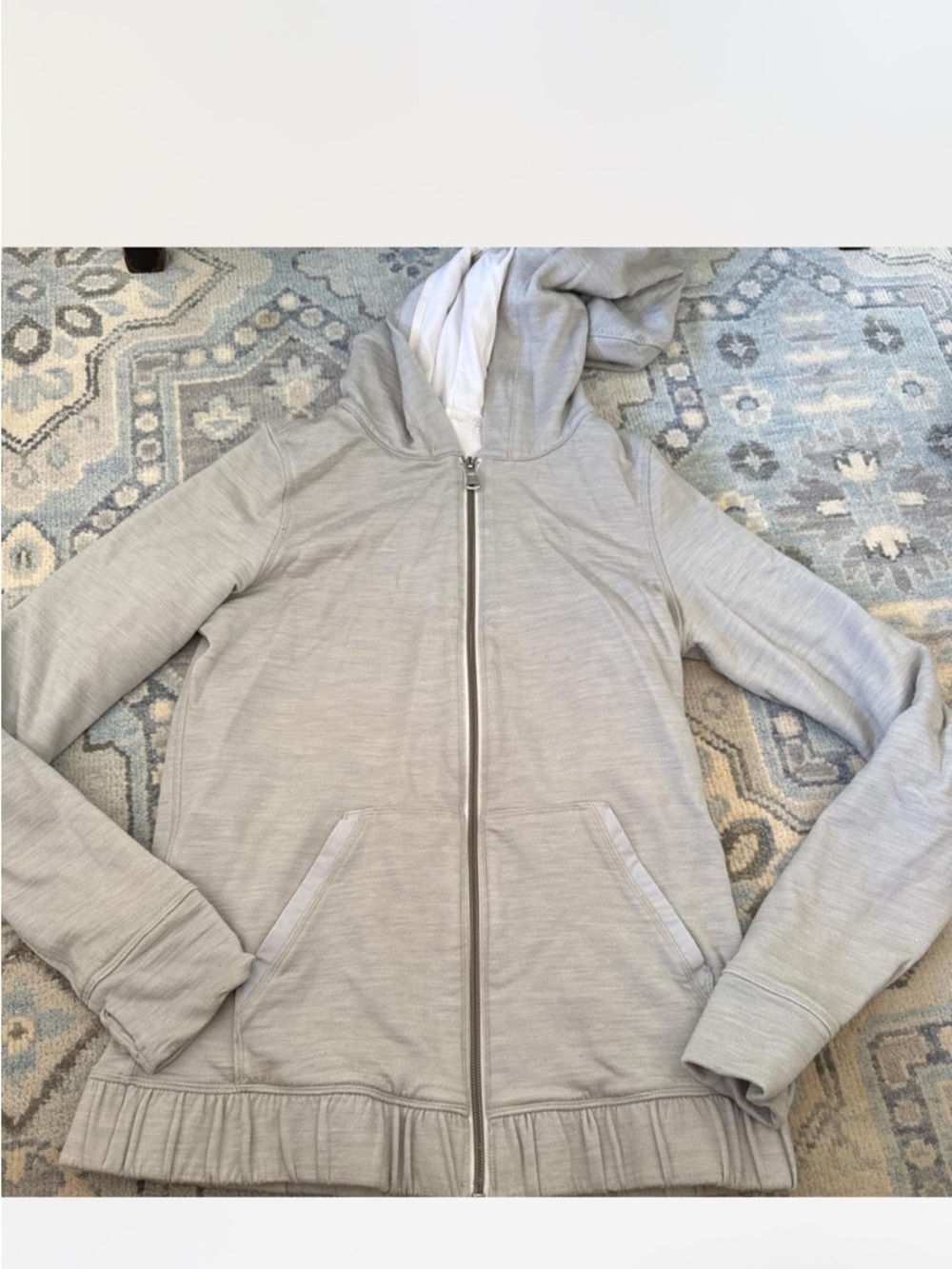 lululemon athletica Light Gray Full-Zip Hoodie with Ruffle Hem